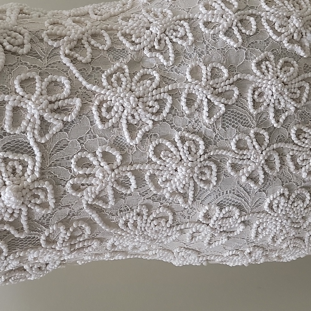 #34 VINTAGE SUZY SHEIR  INSPIRED 1960'S CROCHET DESIGNED DRESS Med P2p18 L35 - Picture 7 of 9